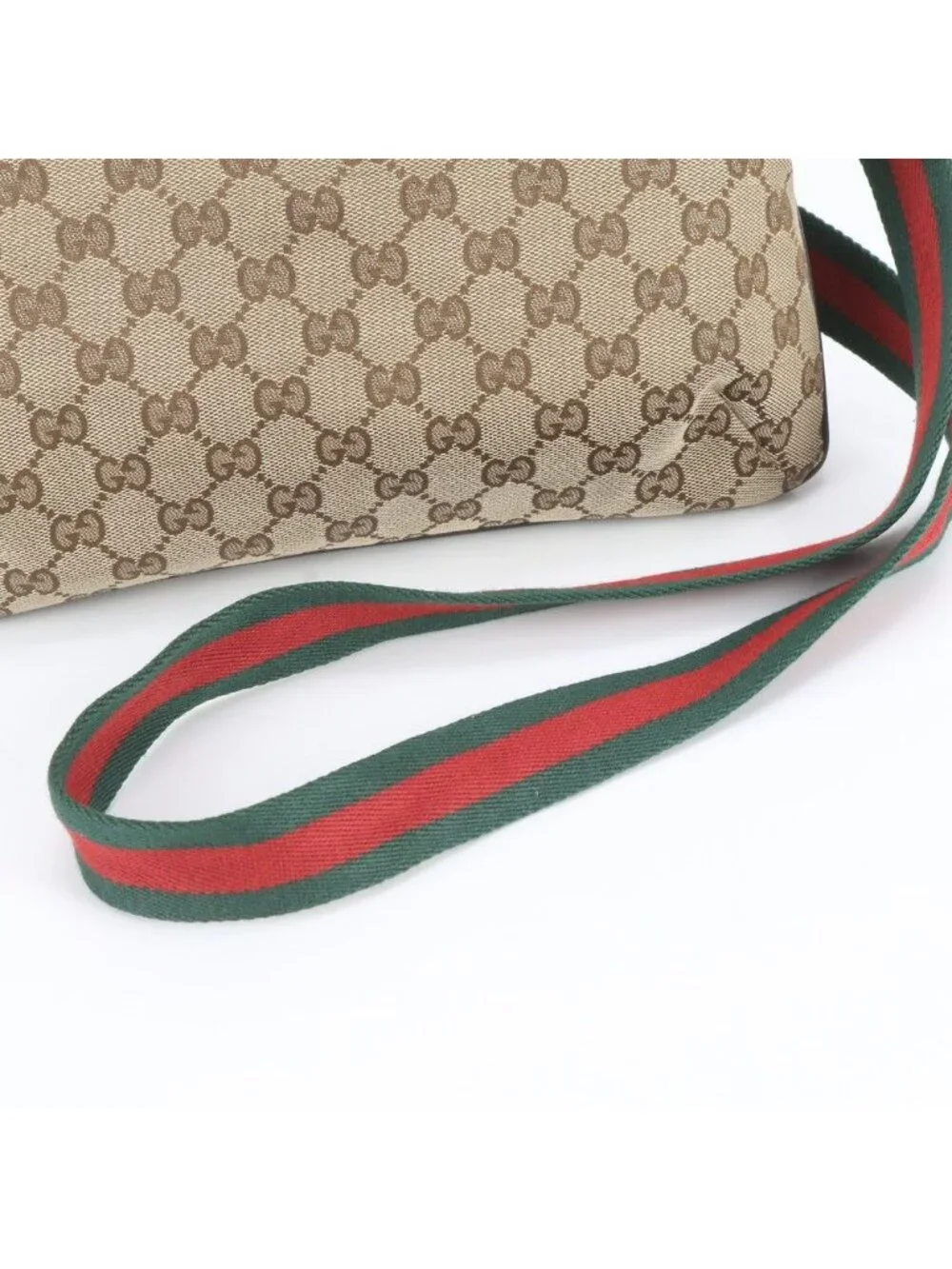 Gucci GG Canvas Sherry Line Leather Shoulder Bag Crossbody Messenger